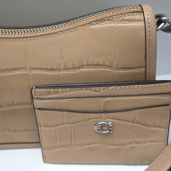 Coach croc embossed Leather swinger bag shoulder and card case - Picture 4 of 4